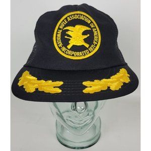 Vintage NRA National Rifle Association Black Mesh Gold Snapback Trucker Hat‎ USA